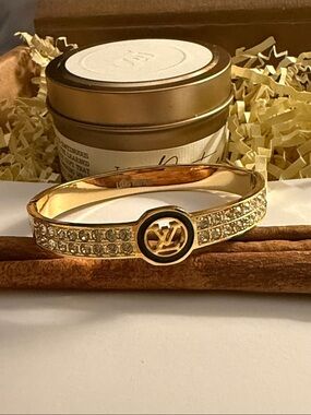 Fashion designer Jewelry Gold Crystal Pavé Bangle Bracelet
